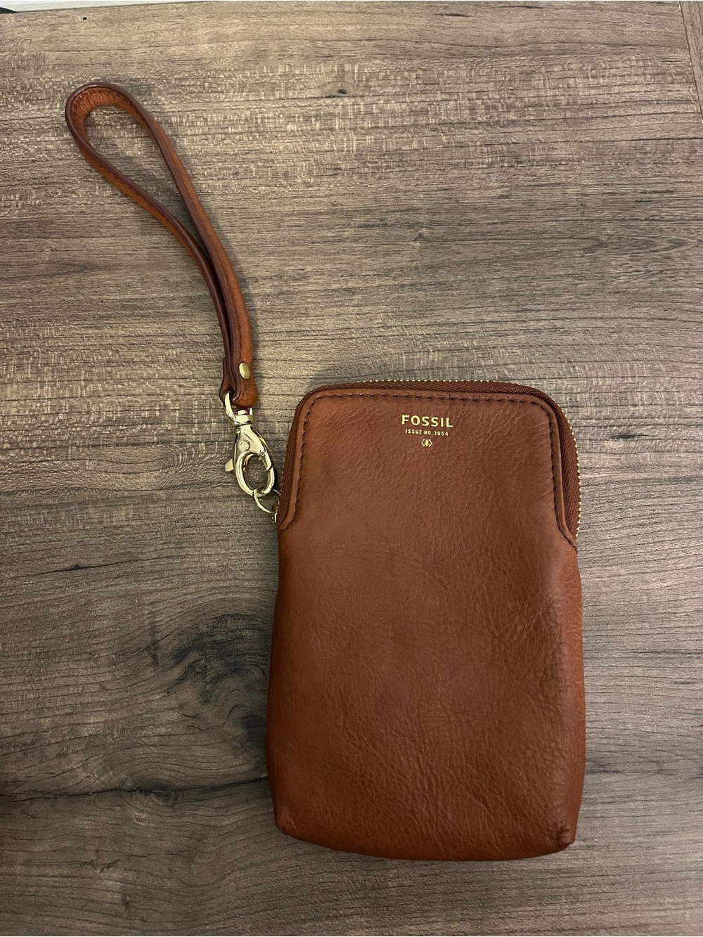 FOSSIL Brown Leather Wristlet Wallet Pouch